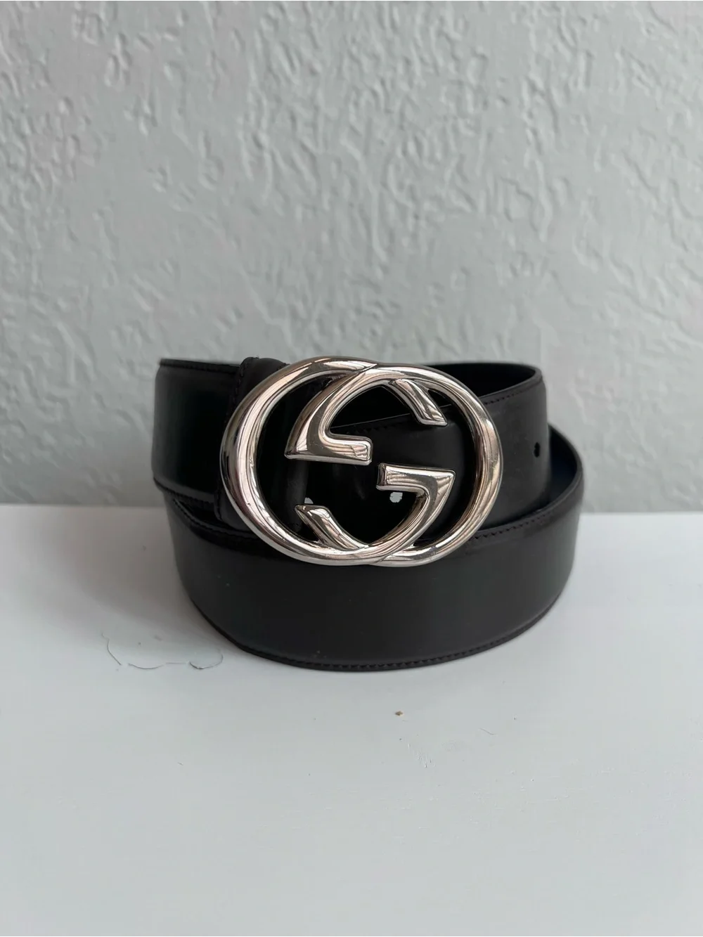 Brown Leather Belt Silver Buckle Size 80/32 Vintage Made in Italy